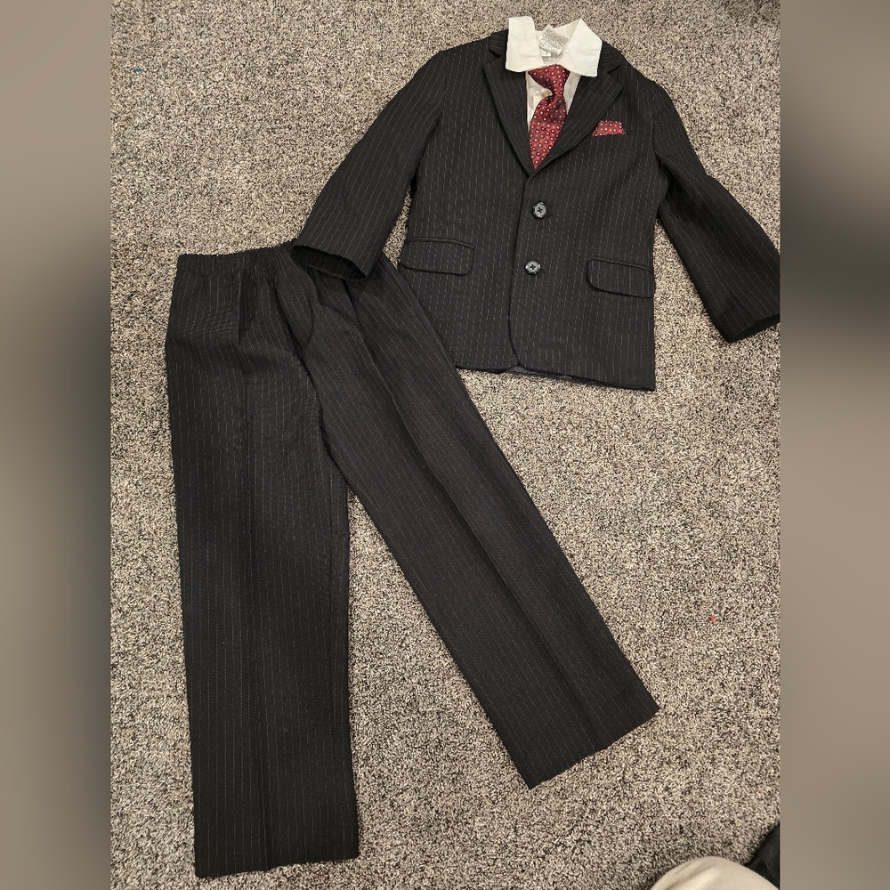 Classic Black Pinstripe Boy's Suit